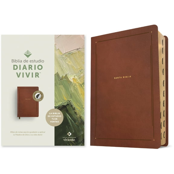 Biblia de Estudio del Diario Vivir Ntv (Sentipiel, Café, Índice, Letra Roja), (Hardcover)