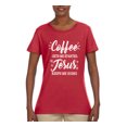 thumbnail image 2 of Wild Bobby Coffee Gets Me Started Jesus Keeps Me Going Inspirational/Christian Women Graphic Tee, Red, Small, 2 of 5