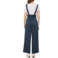 thumbnail image 4 of INSPIRE CHIC Women's Button Front High Waist Belted Straight Fit Overall Jumpsuit XS Navy Blue, 4 of 8