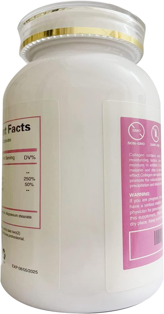 120 Collagen with Hyaluronic Acid and Vitamin C Pills for Anti-Aging