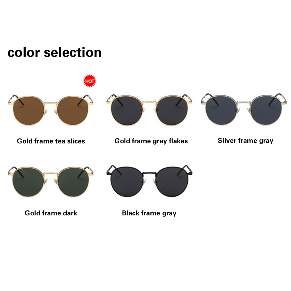 Womens Sunglasses Oval Metal Rim Retro Fashion UV400 Sunglasses for Men  Gold Dark Green - image 5 of 5