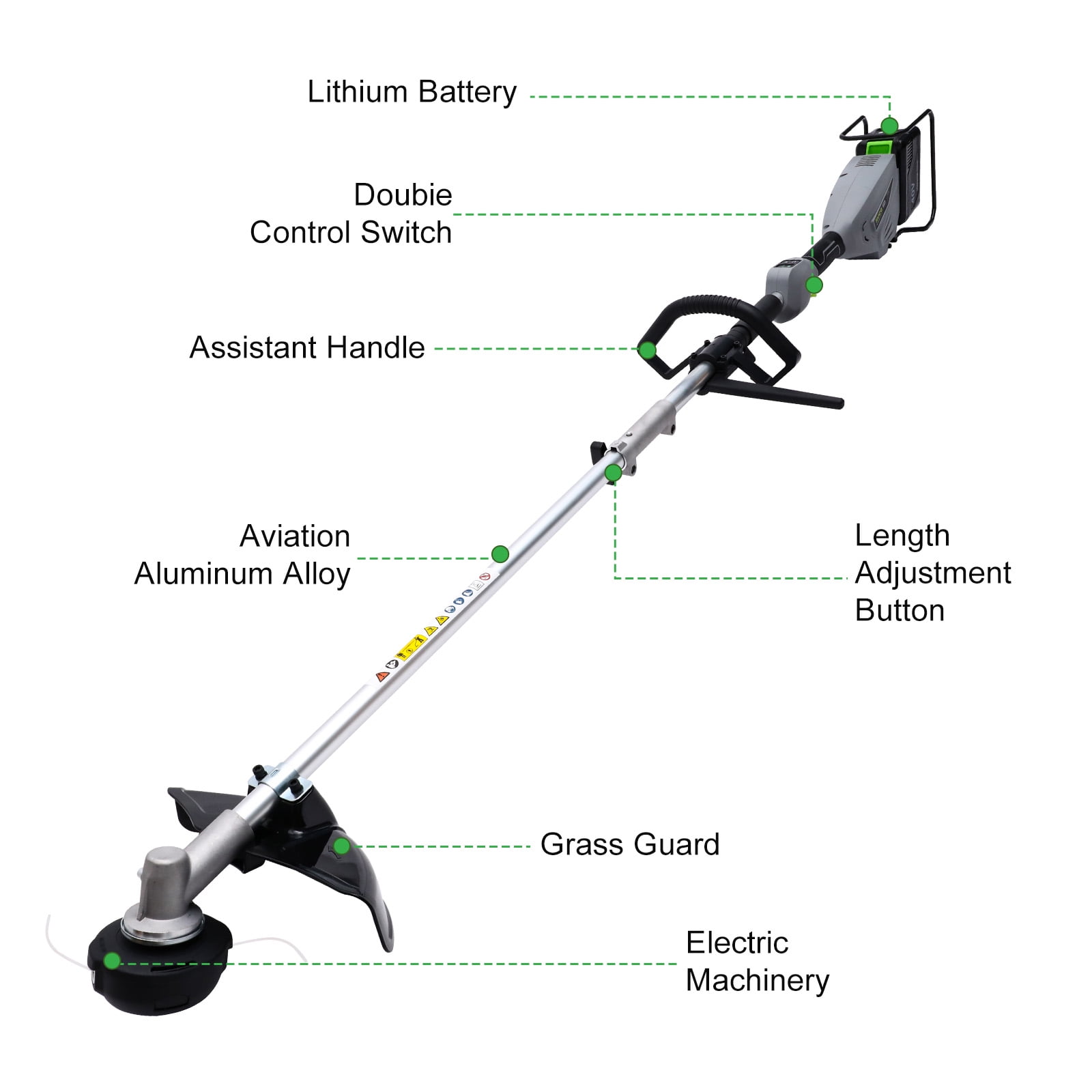 BAOKALER 40V Shaft String Trimmer with Outrunner Brushless Motor, 4AH 10C Battery and Charger, Line Bump Feed System