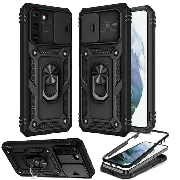 For Samsung Galaxy S22 Hybrid Built-in 360° Rotate Magnetic Ring Stand with Camera Protection Heavy Duty Shockproof Cover ,Xpm Phone Case [ Black ]