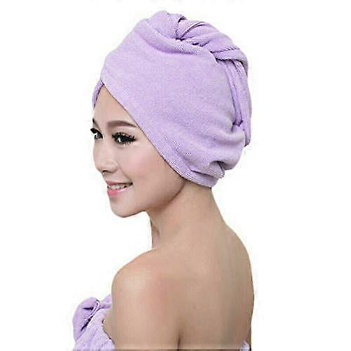 Toalla para secar el cabello, gorro de microfibra morado, absorbente y de secado rápido, turbante suave para la ducha.