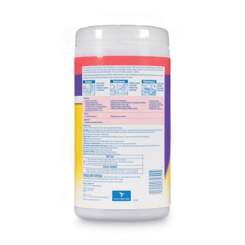 New LYSOL Brand Dual Action Disinfecting Wipes, 1-Ply, 7 x 7.5, Citrus, White/Purple, 75/Canister, 6 Canisters/Carton