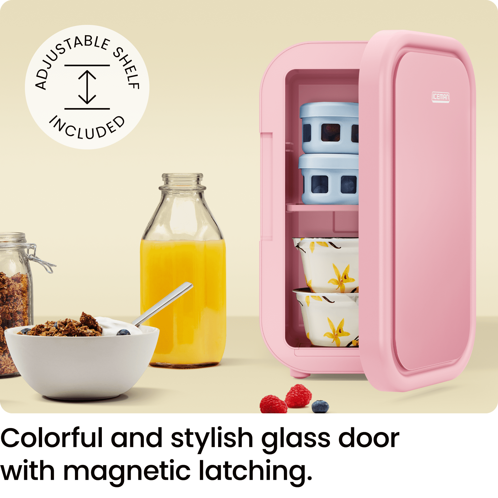 The Iceman Portable Mini Fridge, 5L, Pink, Cools and Heats