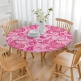 thumbnail image 3 of Pink Paisley and Floral Pattern Round Fitted Tablecloth with Elastic Edge,Dining Table Cover Waterproof,Outdoor Round Tablecloth for Camping,Dining,Indoor and Outdoor, 3 of 7