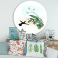 thumbnail image 2 of Designart 'Historic Hummingbird Flying To A Flower' Traditional Circle Metal Wall Art 29x29 - Disc of 29, 2 of 5