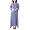 thumbnail image 1 of Vestido suelto de mujer Vestido maxi con bolsillo Manga larga Cuello redondo Vestido casual sól CACAGOO  Vestido, 1 of 7