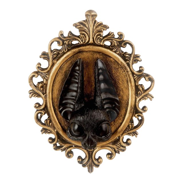 Cabeza de animal para decoración de pared, decoración del hogar, arte de pared de resina, escultura, decoración artística, murciélago colgante oro