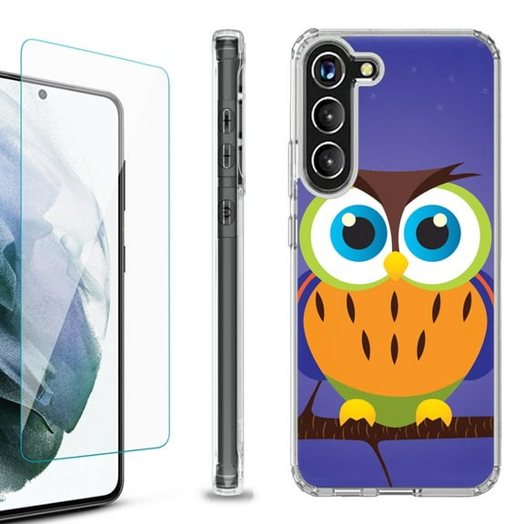 OneToughShield ® for Samsung Galaxy S23  S23 Plus 5G Shockproof Bumper Phone Case, with Tempered Glass Screen Protector - Night Owl