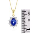 thumbnail image 5 of RYLOS Women's Yellow Gold Plated Silver Princess Diana Ring & Pendant Set. Gemstone & Diamonds, 9X7MMBlue Star Sapphire Birthstone. 2 PC Perfectly Matched Jewelry. Ring  Size 8, 5 of 7