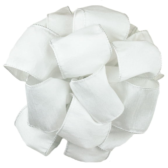 Offray Wired Edge Anisha Craft Ribbon, 2-1/2-Inch Wide by 10-Yard Spool, White [White, 2-1/2 Inch x 10 Yard]