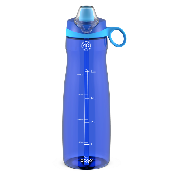 Pogo BPAFree Tritan Water Bottle with Soft Straw, Blue, 40 oz
