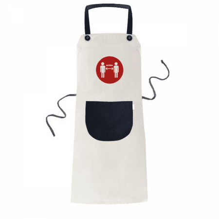 

Keep Away Safe Distance Isolation Apron Adjustable Bib Cotton Linen BBQ Kitchen Pocket Pinafore