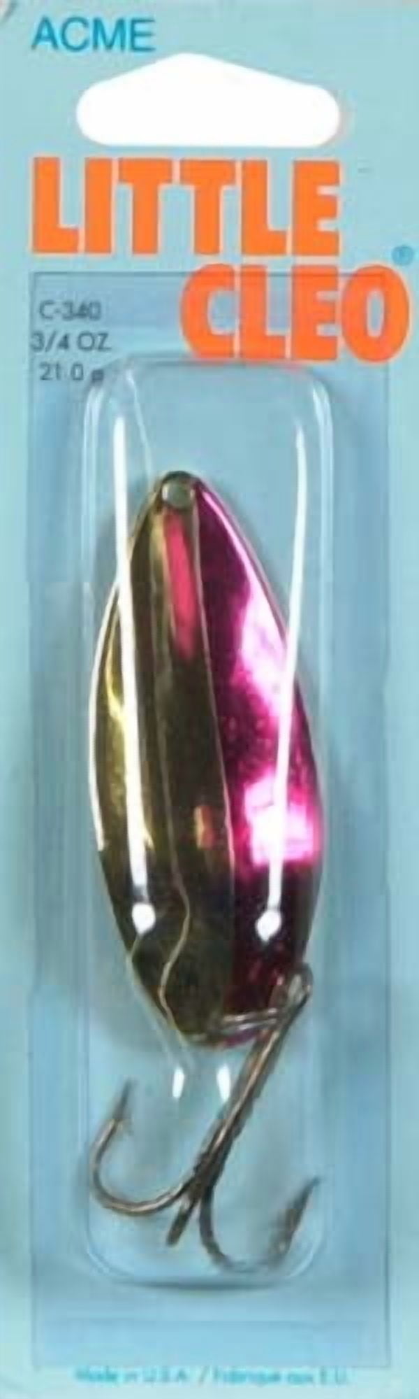Acme Tackle Little Cleo Fishing Spoon Gold & Neon Red 3/4 oz.