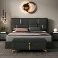 thumbnail image 2 of Queen Size PU Bed with Storage Bench, 2Pcs Bedroom Sets with Hydraulic Storage System and Upholstered Gold Decor Headboard, End of Bed Ottoman with Metal Legs, Lift Up Storage Bed with Wood Frame, 2 of 9