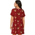 thumbnail image 6 of Lafuoo Reindeer Faces Festive Red Pattern Women's Short-sleeved Nightdress, Knee-length Pullover Nightgown, Summer Home Wear-Large, 6 of 8