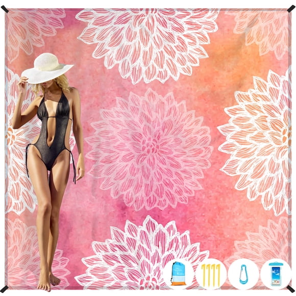 Manta de playa Famstar de gran tamaño, 198 x 206 cm, luz impermeable