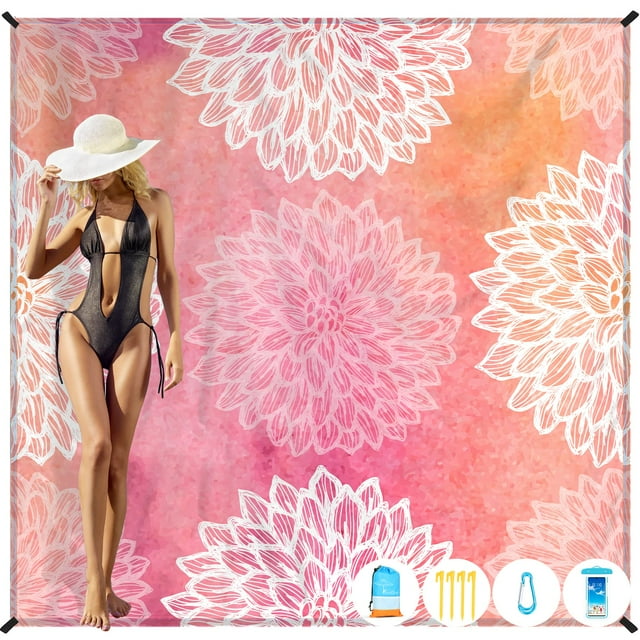 Manta de playa Famstar de gran tamaño, 198 x 206 cm, luz impermeable