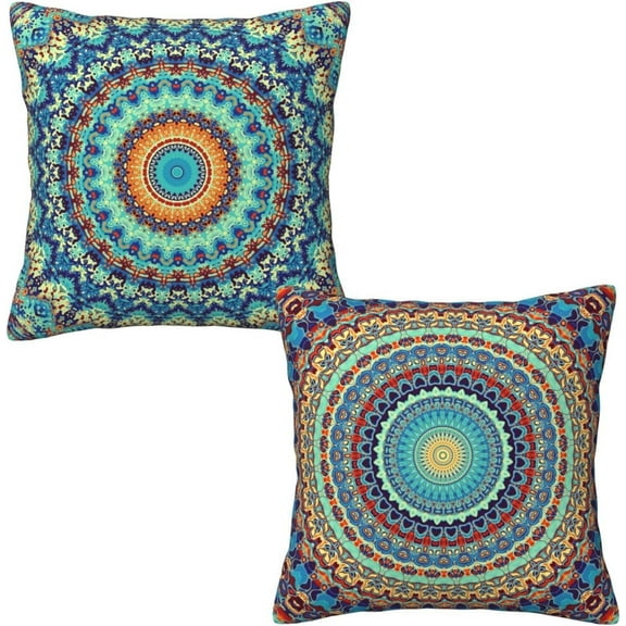 Abstract Flower Decorative Throw Pillow Covers 18x18 inch Set of 2 Outdoor and Indoor Decorative Pillow Cover for Patio Garden Living Room Bed Sofa