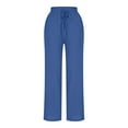 thumbnail image 5 of Tnhcen Women's Casual Linen Cotton Pants with Drawstring Waist - Relaxed Fit Straight Leg Basic Pants S-2XL Pre-Washed Breathable Trousers for Daily Wear, 5 of 7