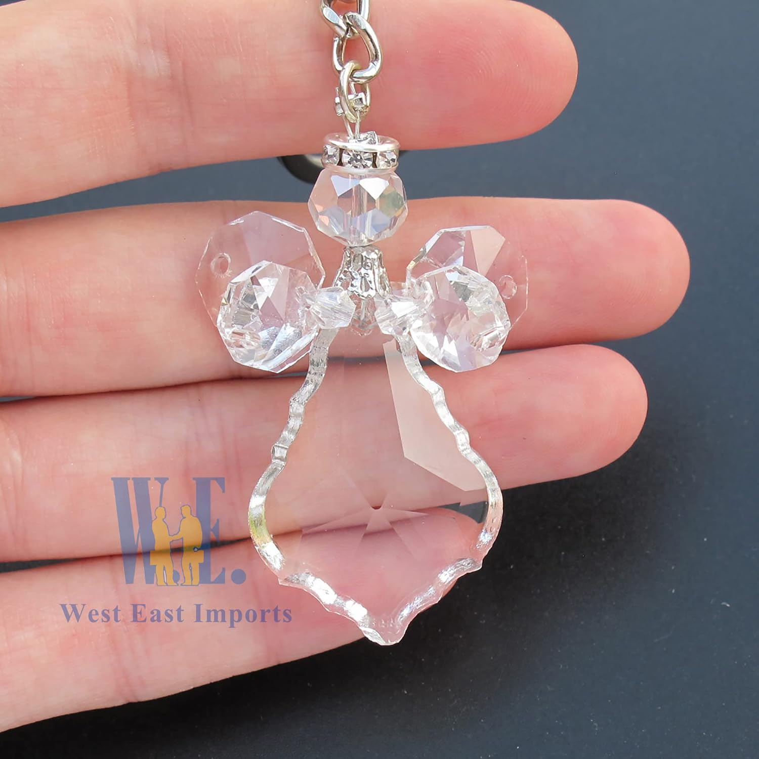 WE 12 Pcs Angel Crystal Keychain Decorated Organza Bag - Wedding / Baptism / Quinceanera / First Communion Favors