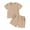 Khaki, variant on Musuos Toddler Boys Summer Casual Outfits 6 12 18 24M 3Y Solid Color Short Sleeve T-Shirt and Elastic Shorts 2 Piece Set
