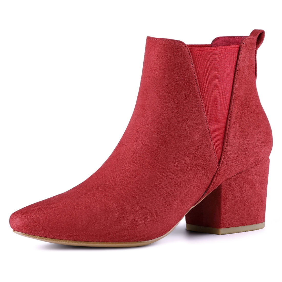 red suede block heel boots