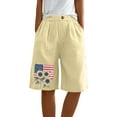 thumbnail image 4 of Clearance under 10$ Sevevn Women's Casual Printed Half Shorts Pants Summer Elastic Waist Buttons Casual Pockets Pants Beach Vacation Clothes for Women Khaki L, 4 of 7