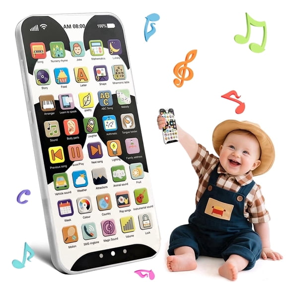 Learning Toys for 1 2 3 Year Old Girls Boys, Baby Phone Toys 6-12 Months, Education Toy Play Cell Phone with Music & Sounds, Birthday Gifts Toddler Toys 1-3 for Boys Girls
