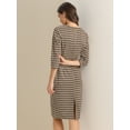 thumbnail image 3 of DARING DIVA Vintage Houndstooth 3/4 Sleeve Bodycon Dress XL Brown, 3 of 6