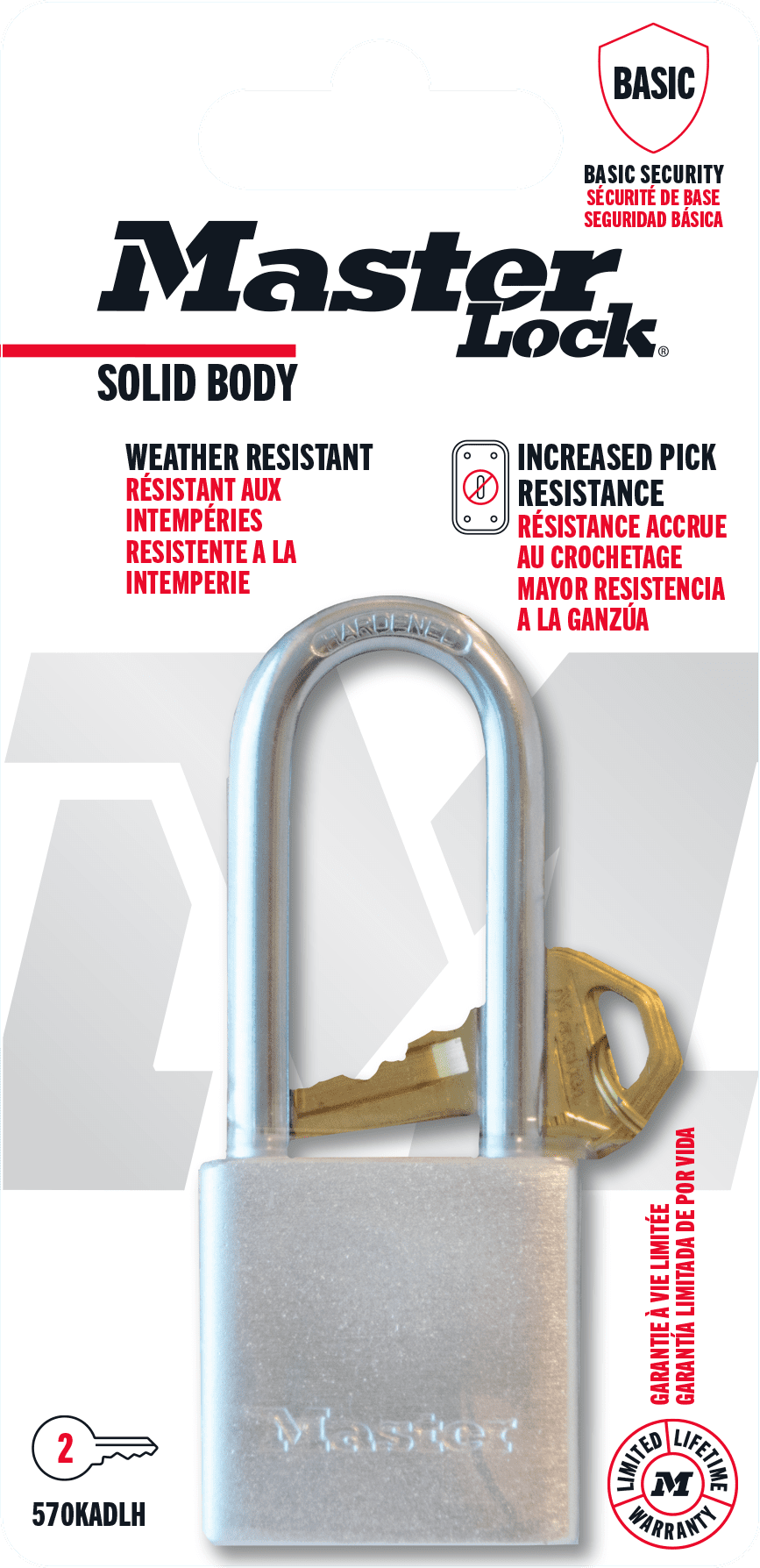 (6 pack) Master Lock 1-1/2" Solid Steel Long Shackle Padlock