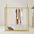 thumbnail image 3 of Wuzstar Moden Metal Clothes Rack Garment Rack with Bottom Shelf Heavy Duty Clothes Hanging Rack Display Rack, Gold, 3 of 12