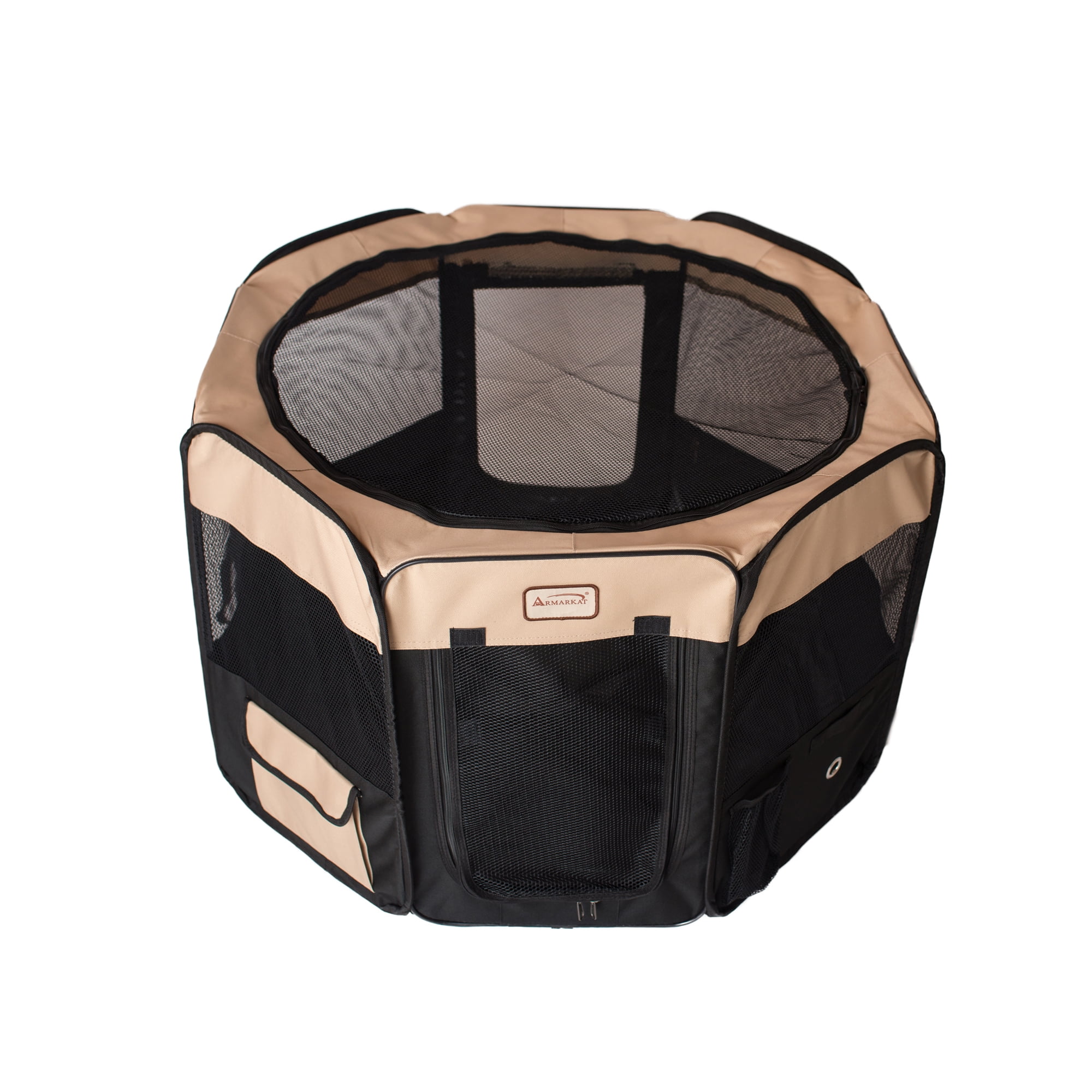 Armarkat Model PP003BGE-M Portable Pet Playpen in Black and Beige Combo