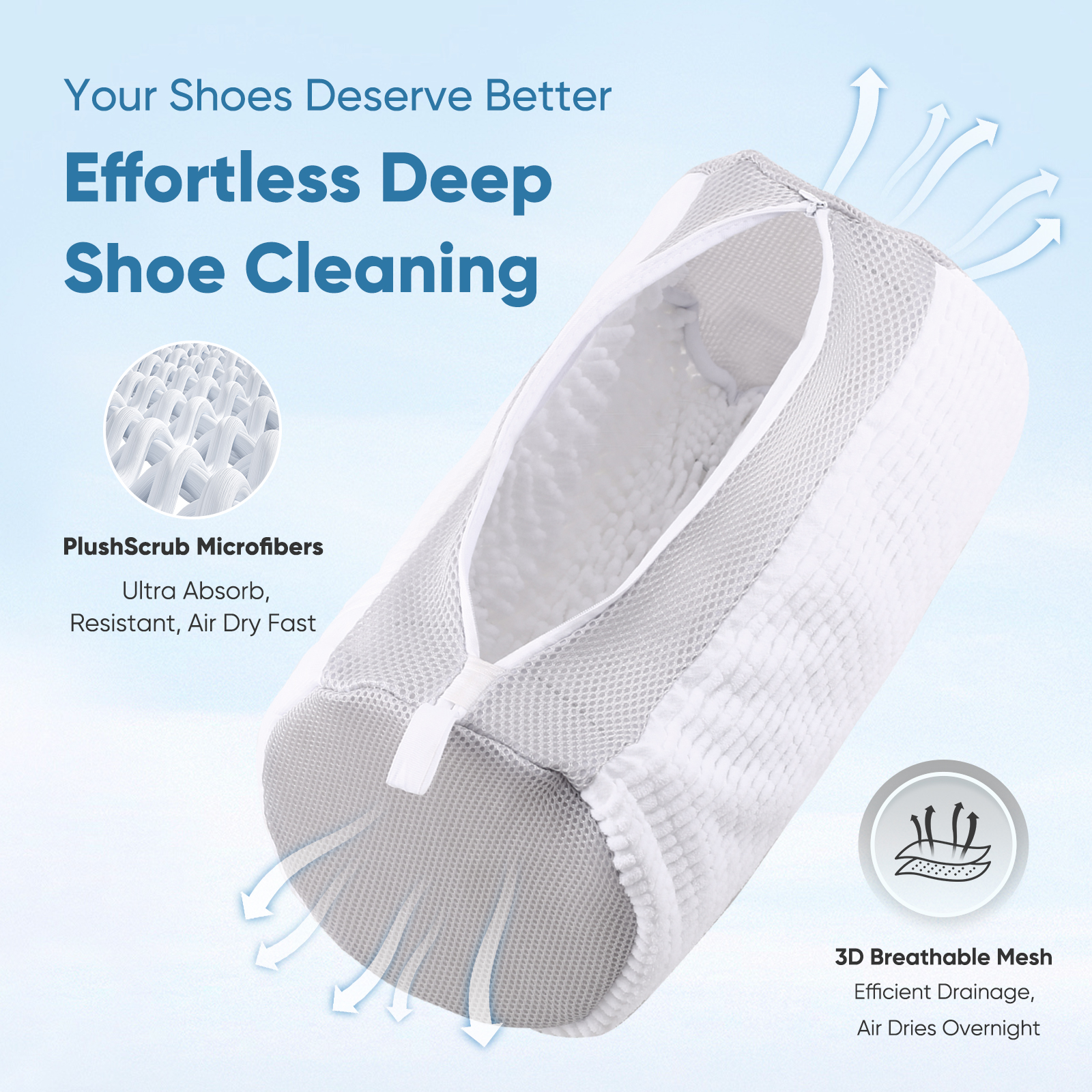 Avoalre Shoe Washing Bag for Washing Machine, Deep Cleaning Laundry Shoe Bag with Shoe Tree, Durable & Reusable for Various Shoes