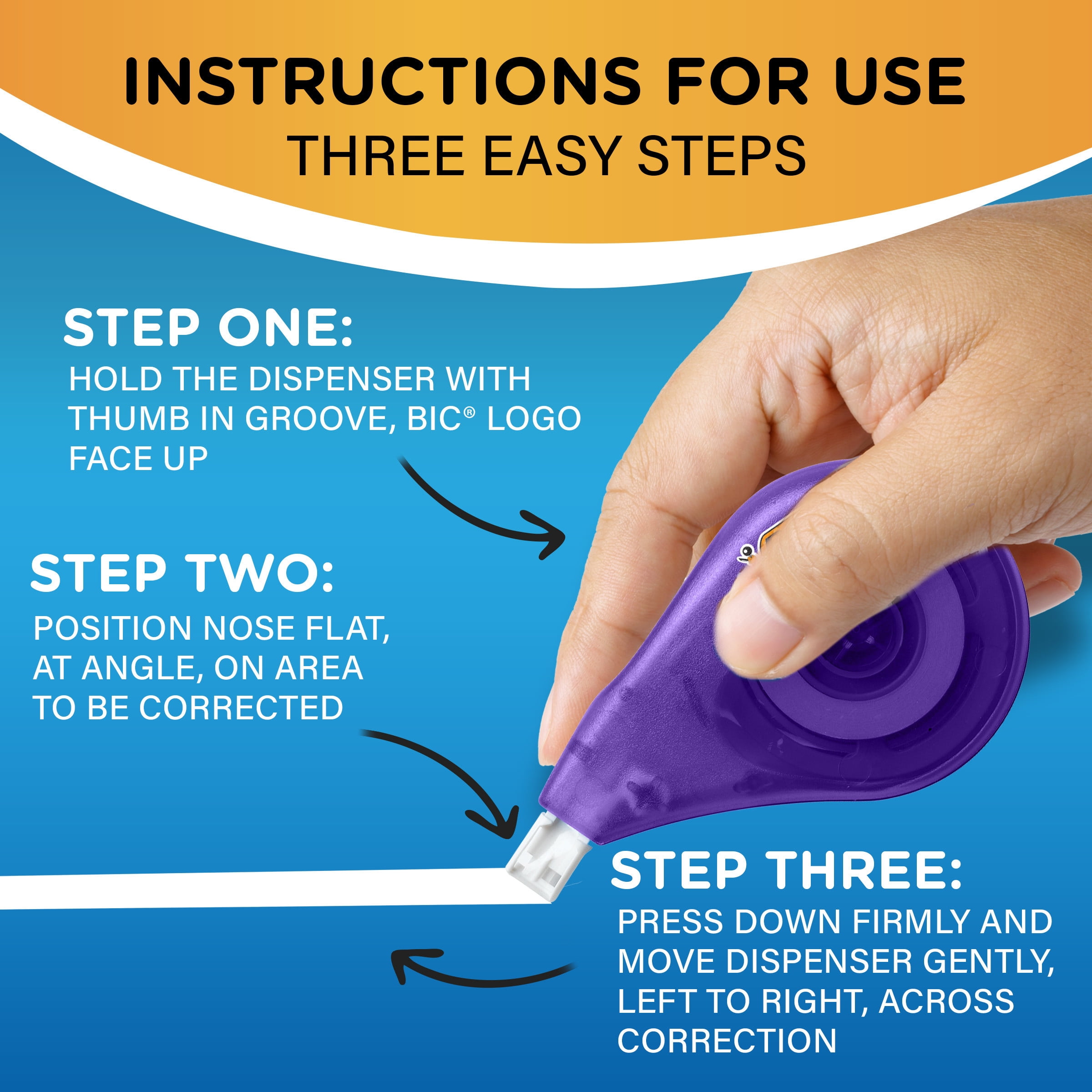 BIC Wite-Out EZ Correct Correction Tape, Writing Supplies, 39.3' Tape, White, 1-Count