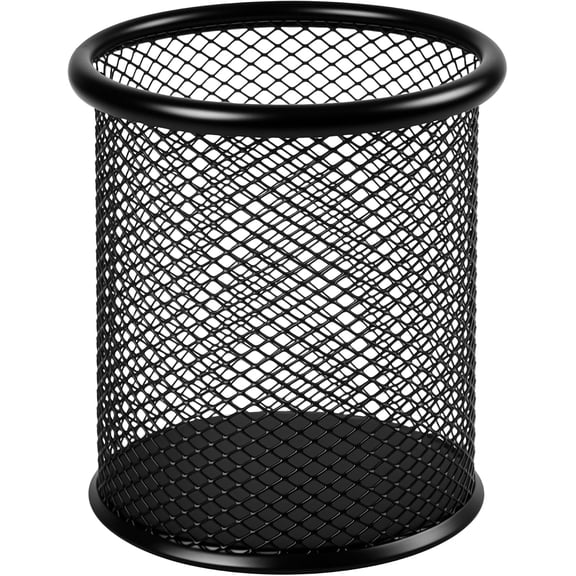 Black Pen Holder Cup for Desk ,Modern Wire Mesh Pencil Cup Holder, Durable Office Pen Organizer for Desk, Home & Office