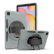 Dteck Galaxy Tab S6 Lite 2020 Case, Heavy Duty 360 Rotating Kickstand Shockproof Cover with Hand Strap / Pencil Holder / Pencil Cap For Samsung Galaxy Tab S6 Lite 10.4" SM-P610 /SM-P615,Gray