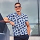 thumbnail image 4 of Balery Blue Ink Flowers Camisa Polo de Hombre con Estampado, de Manga Corta y Tejido Medio, Camisa Tipo Golf Polo-Medium, 4 of 6