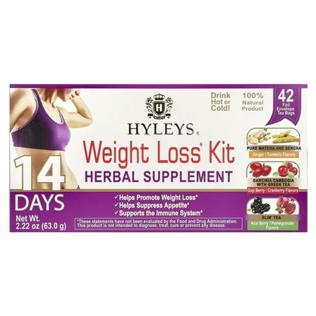 Hyleys Tea, 14 Days Weight Loss Kit, 42 Tea Bags, 2.22 oz (63 g) Pack of 3