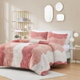 thumbnail image 3 of Comforter Long Faux Fur Comforter Set, Wave Pattern Design Shaggy Duvet, Queen Size Cover Cozy Bedding Set with 2 Shams, Blush 3 Piece, 90x90, 3 of 8