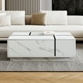 thumbnail image 3 of Harper & Bright Designs Rectangle Coffee Table with Drawers, Wood Center Table with Storage, Modern Coffee Table with Sliding Top, White, 3 of 13