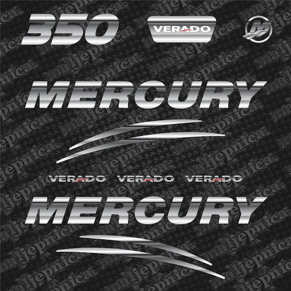 411 Decals Aftermarket Replacement for Mercury Verado 350 (2017) 3D Domed Outboard Decal (Sticker) Set