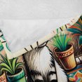 thumbnail image 4 of Ambesonne Cat Fleece Throw Blanket Painting Boho Cozy Scene Kitty 60"x80" Jade Green Grey Orange, 4 of 5