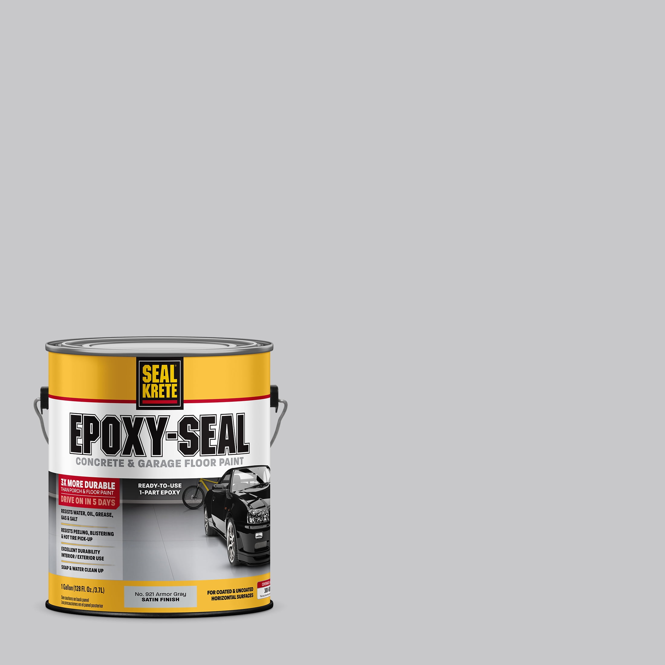 Armor Gray, Seal Krete Epoxy-Seal Low VOC Concrete and Garage Floor Paint-317396, Gallon