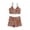Brown, variant on Brown Bikini Sets For Women Summer Casual Two Piece Retro Floral Print High Waist Boxer Swimming Trunks Suspenders Drawstring Lace Up Top For Beach Play
