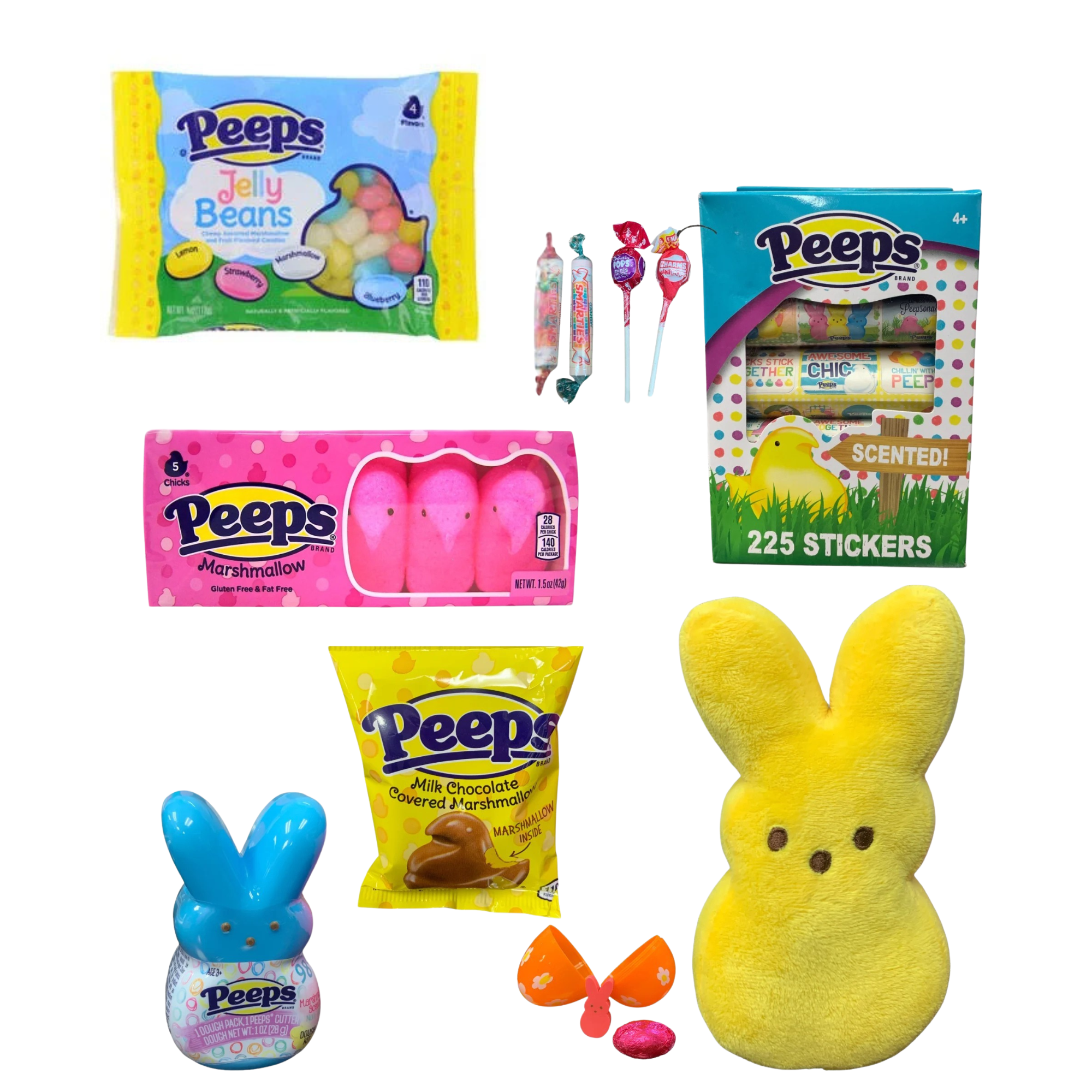 Prefilled Peeps®-Themed Easter Gift Basket with Candy Assortment, Reusable Character Basket by Clear Above
