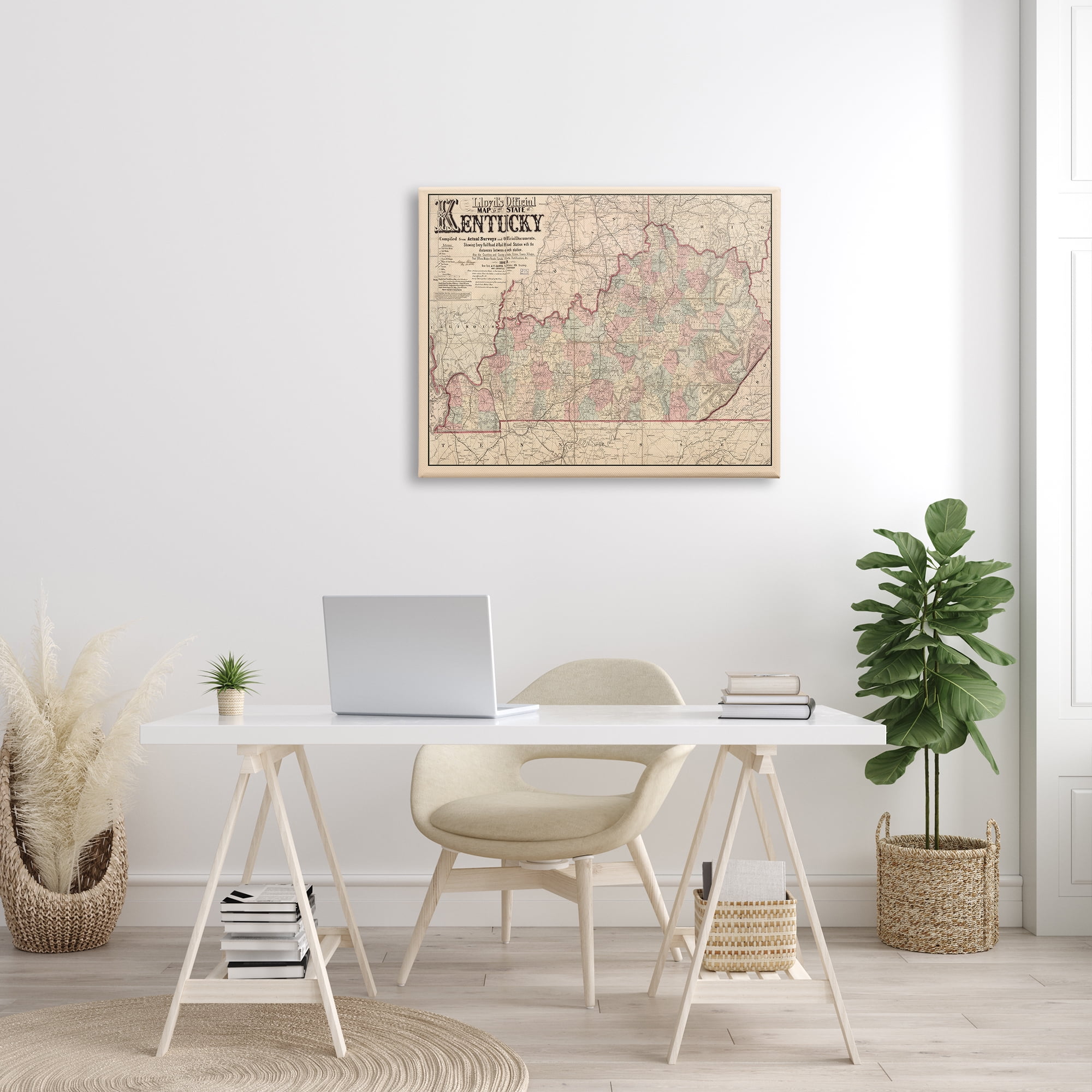 Stupell Industries Historic Kentucky Southern US State Map Vintage Cartography, 40 x 30, Design by Daphne Polselli