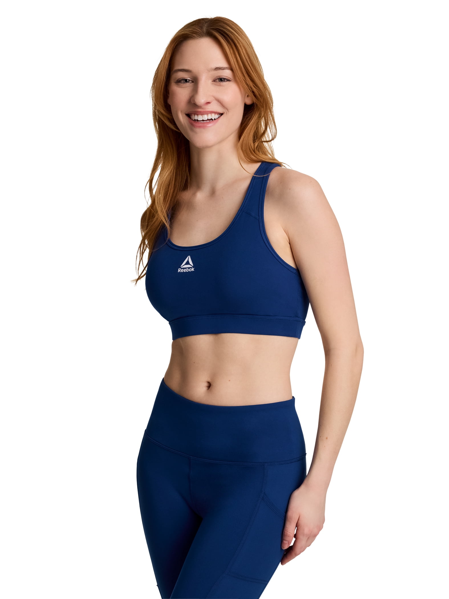 Reebok Women's and Women's Plus Medium Impact Stronger Sports Bra with Mesh Panel and Removable Cups, Sizes XS-4X